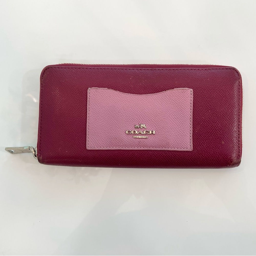 Coach Pink Wallet Accordian Full Zip